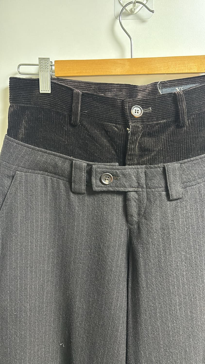 요지야마모토 더블 레이어드 스트라이프 코듀로이 와이드팬츠 상품이미지2