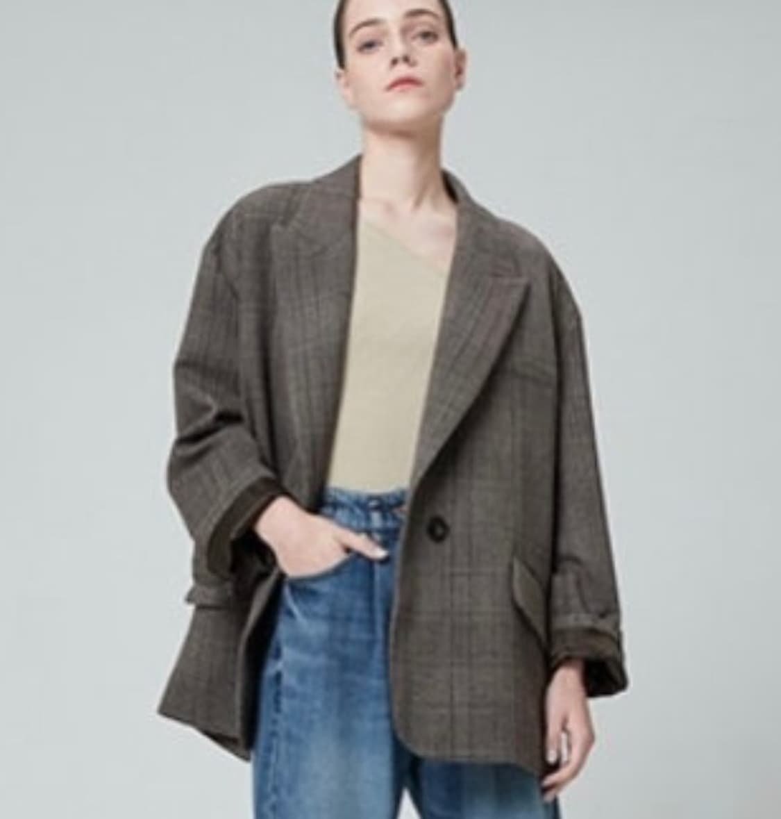 한섬 시스템 2021 체크 테일러드 자켓 88-98-165사이즈 상품이미지1