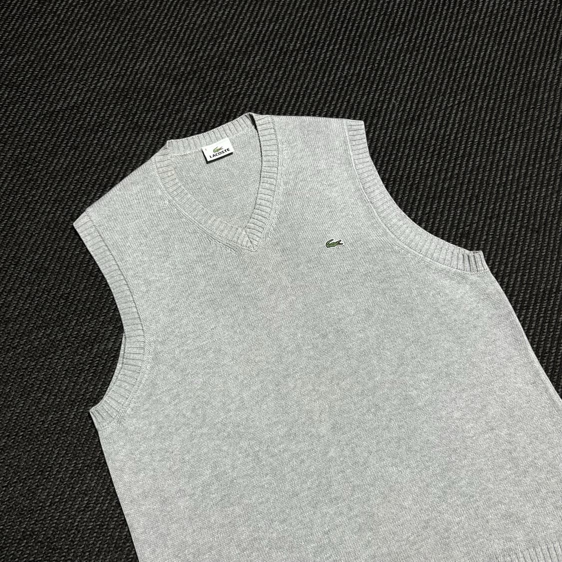 [L] Lacoste 라코스테 그레이 브이넥 코튼 조끼 상품이미지2