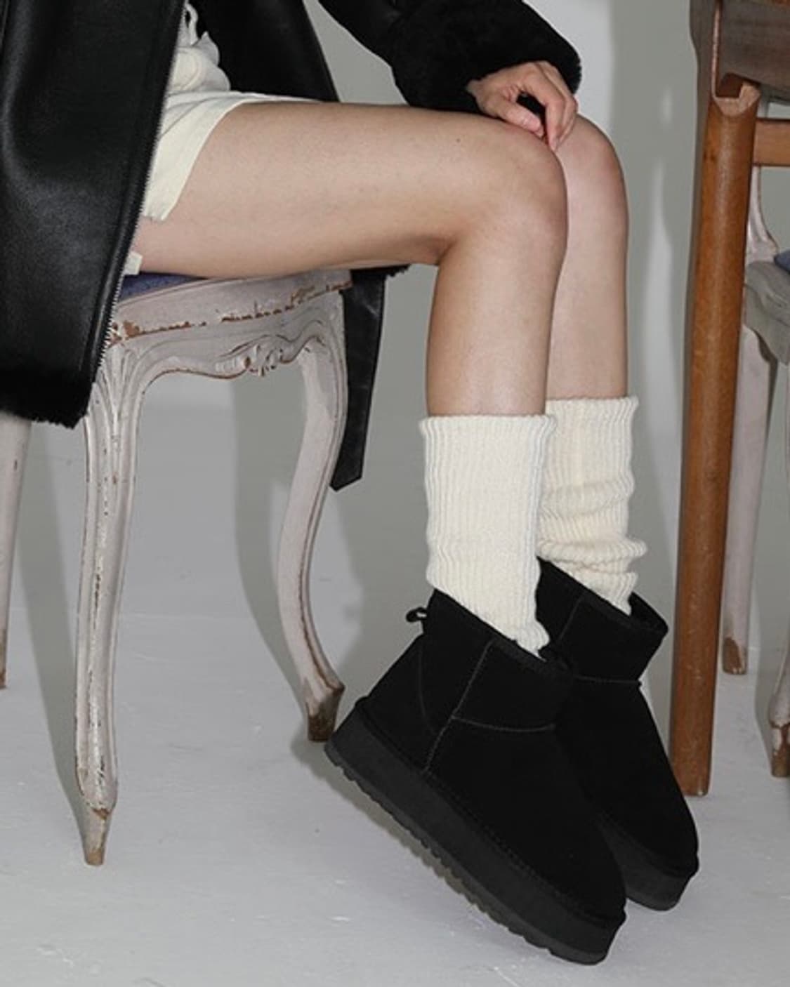 플랫폼 어그 숏 양털부츠 블랙 상품이미지2