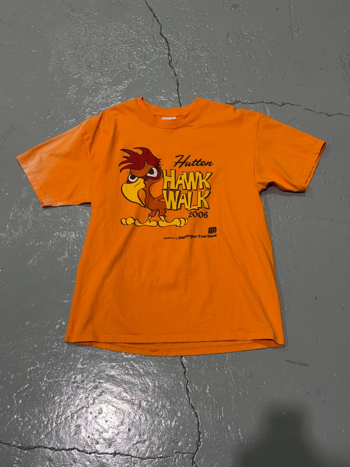 00s Vintage Hutton Hawk Walk 오렌지 반팔 티셔츠 상품이미지1