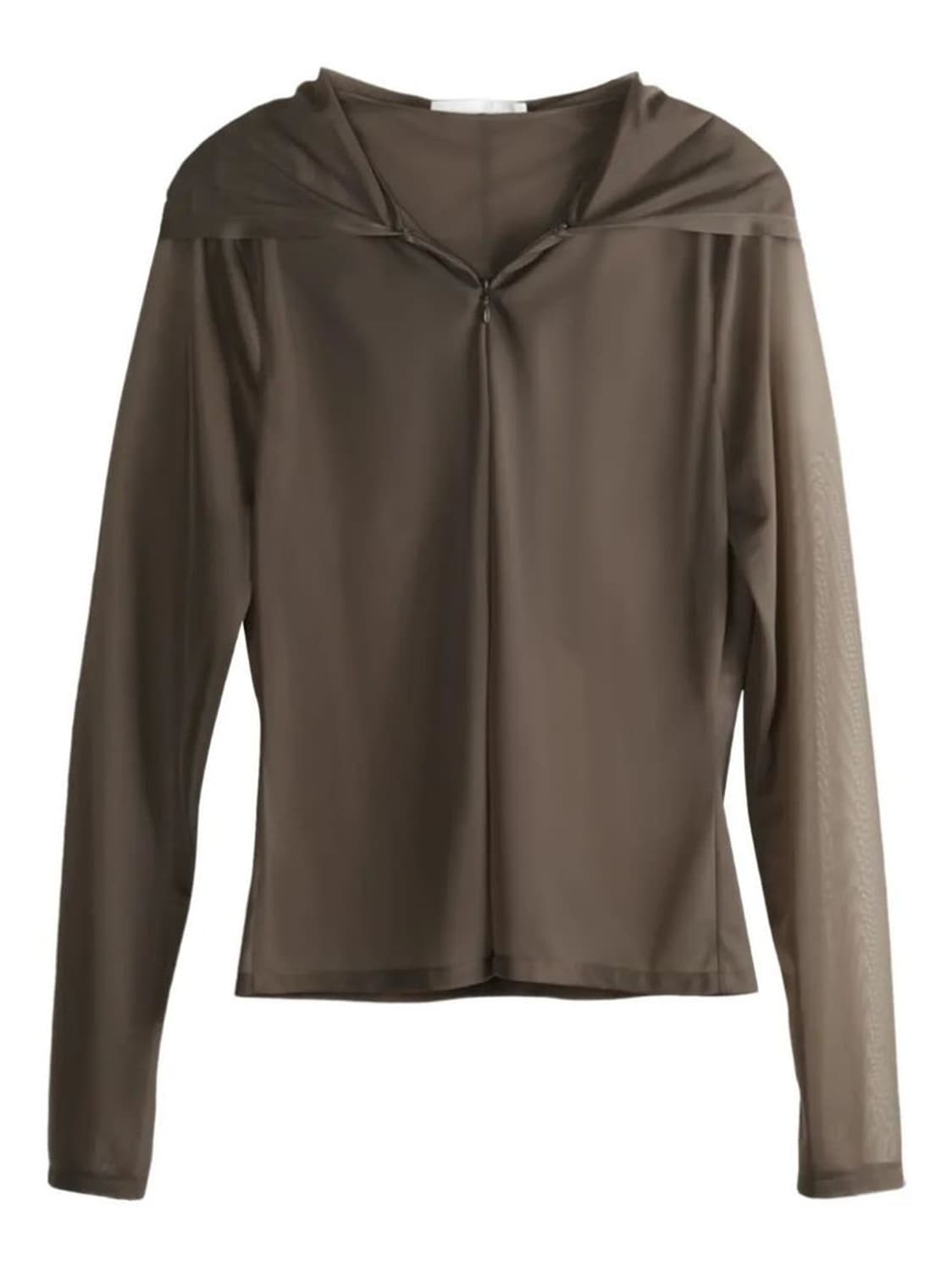 아모멘토 amomento sheer hooded zip-up Brown 상품이미지1