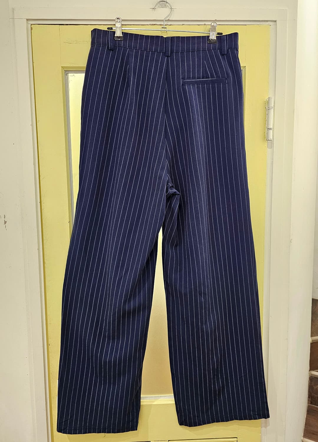 Japan 네이비 스트라이프 핀턱 와이드슬랙스 상품이미지4