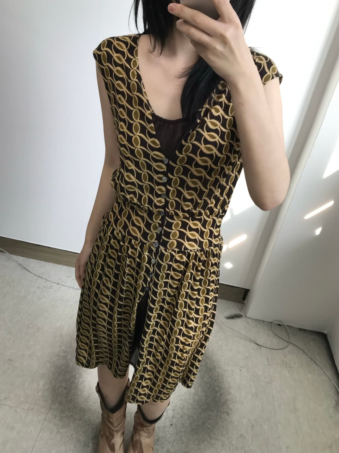 빈티지 레이어드 패턴 원피스 상품이미지1