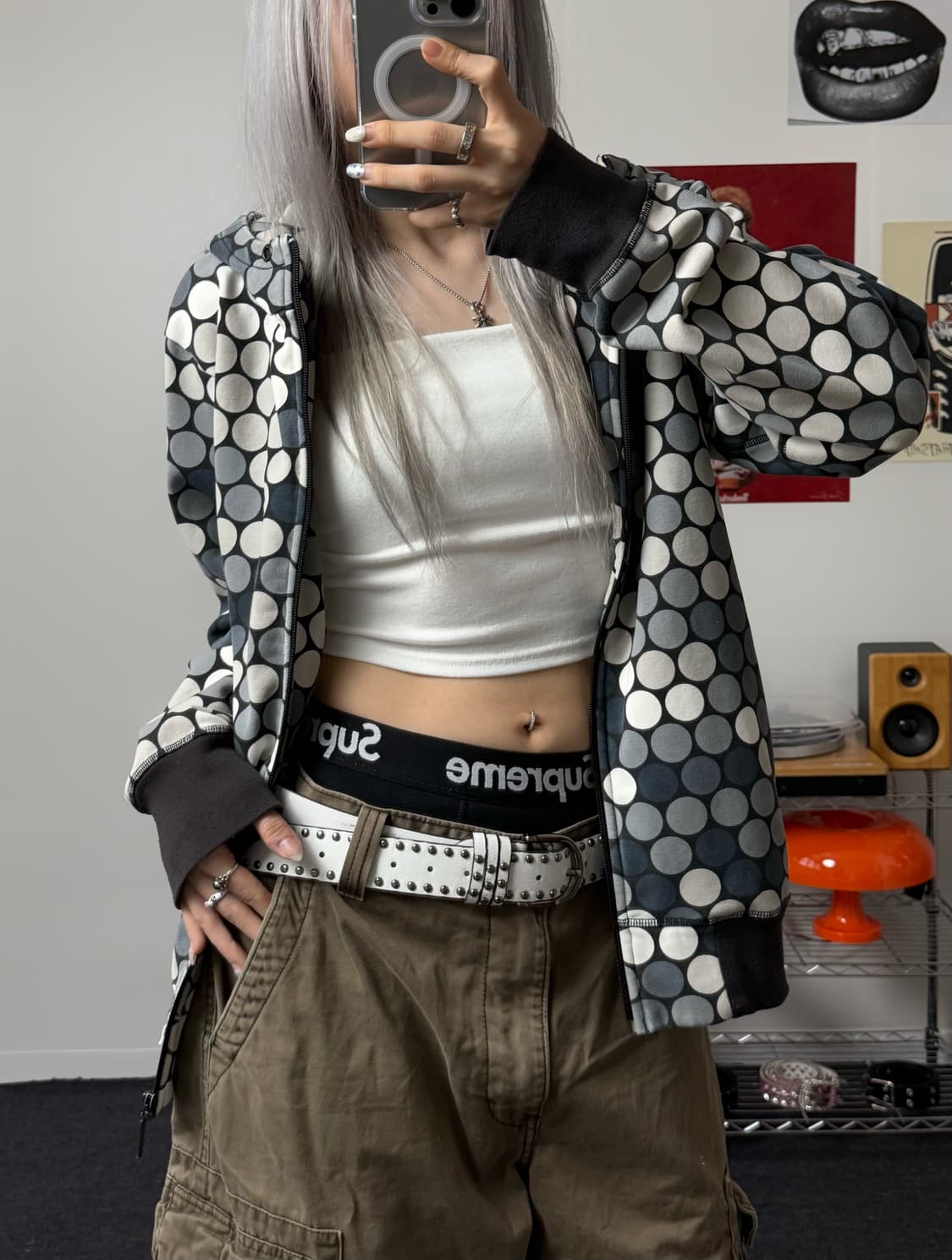 아디다스 00s 도트 패턴 후드집업 상품이미지2