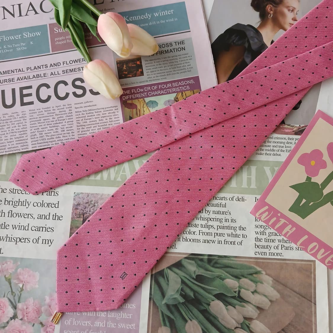 닥스 실크&폴리 핑크 도트 넥타이 8.2cm B등급 A19359
 상품이미지3