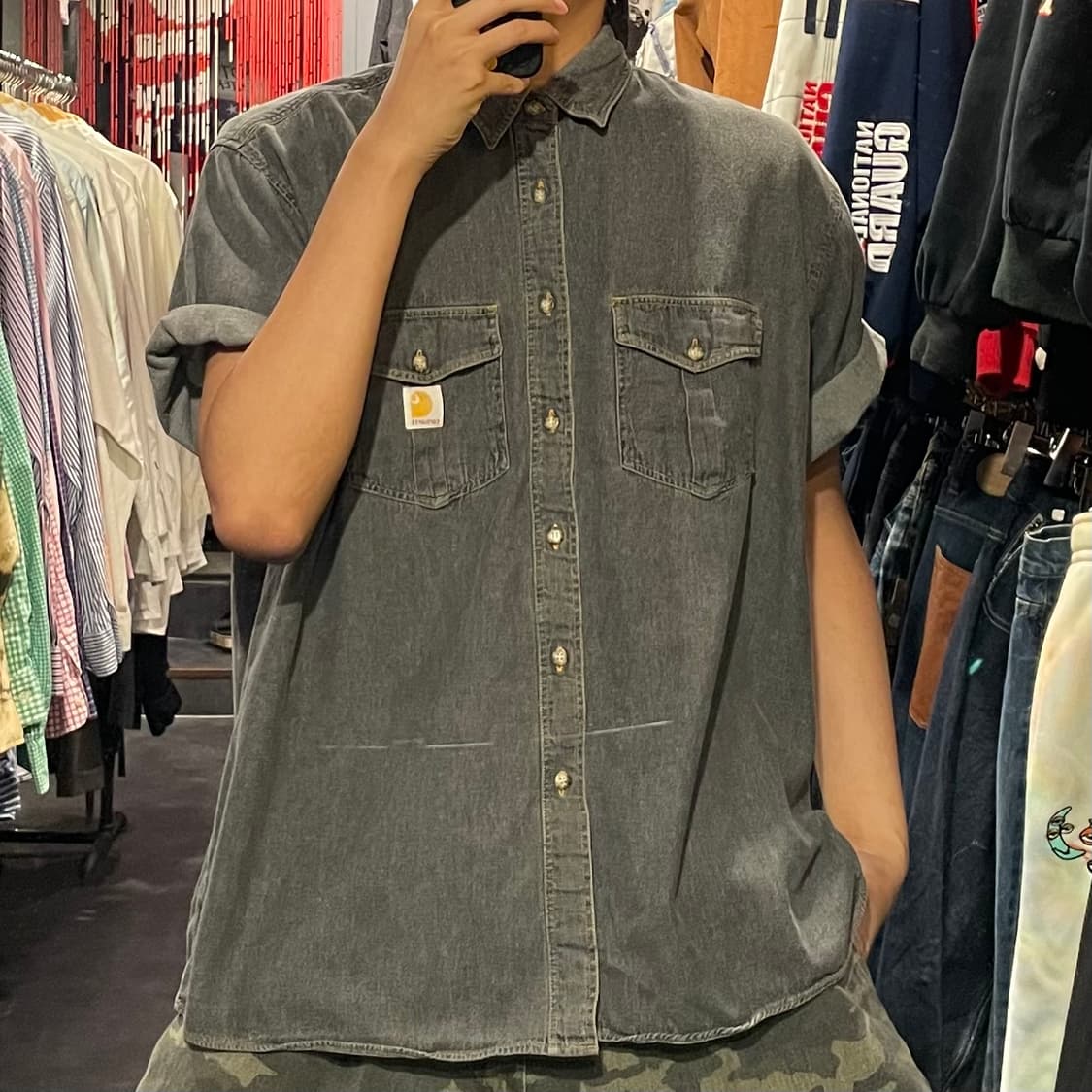 [IM] carhartt 칼하트 흑청 데님 반팔셔츠 상품이미지4