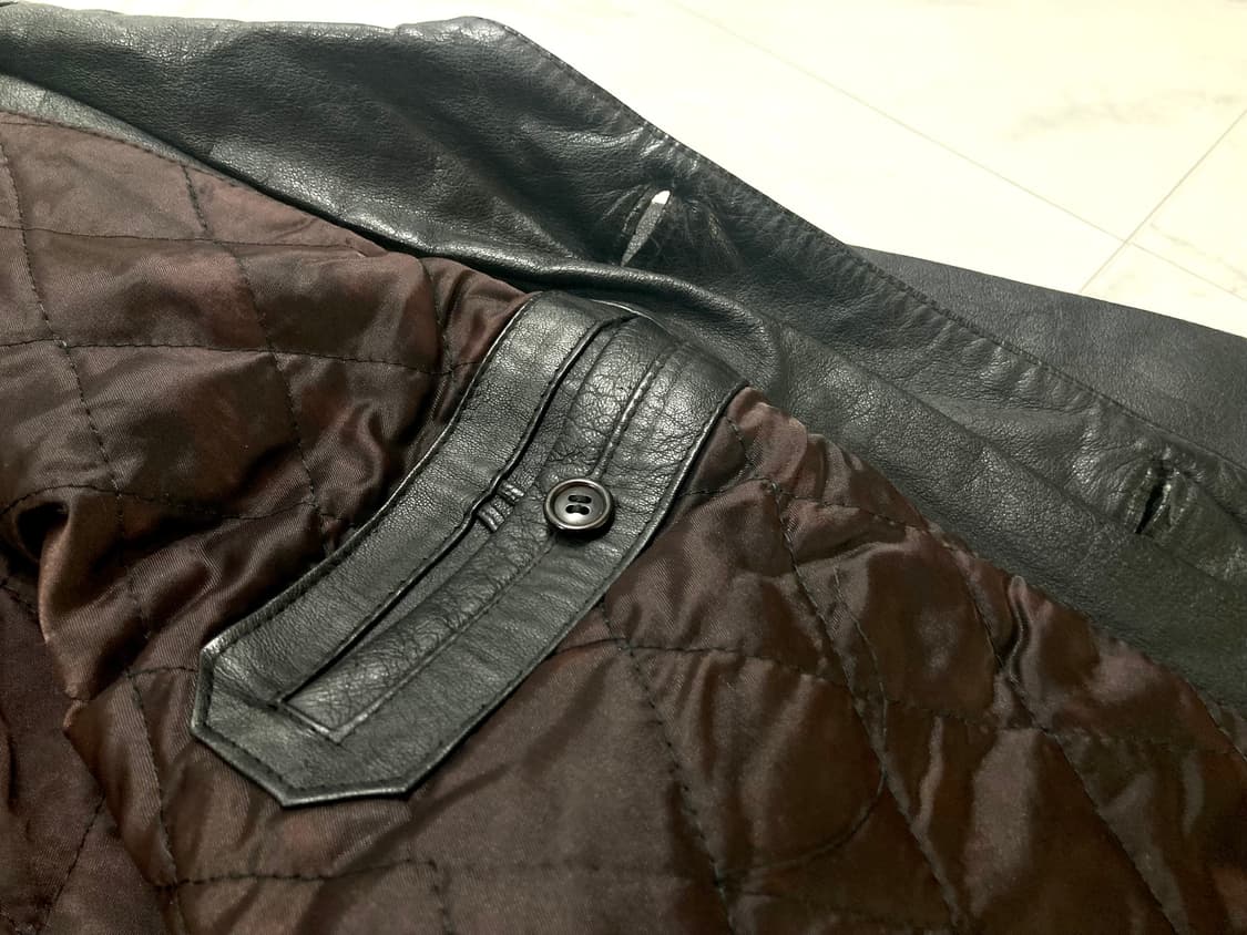 90s 퀼팅 안감 돈피 리얼 레더 코트 자켓 105-110 상품이미지5