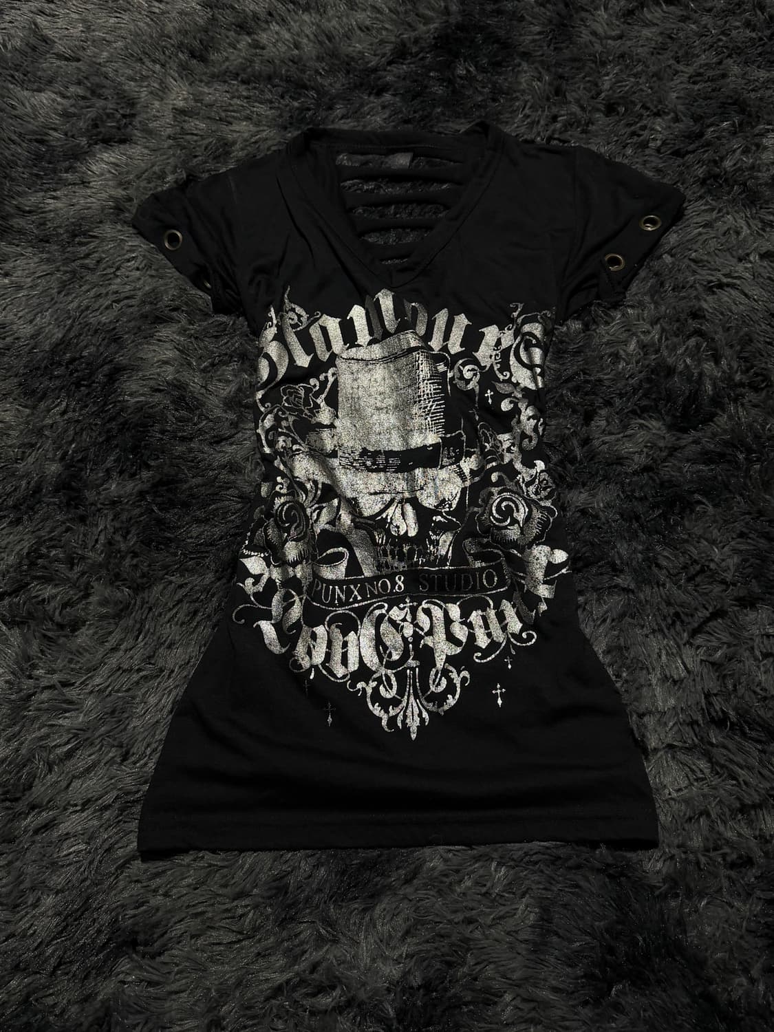 등판 절개 실버레터링 y2k 반팔 상품이미지1