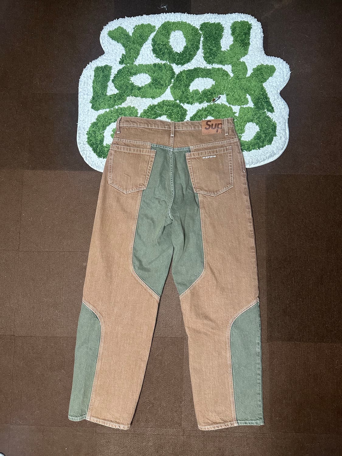 슈프림 투톤 패널드 배기 진 브라운 상품이미지2