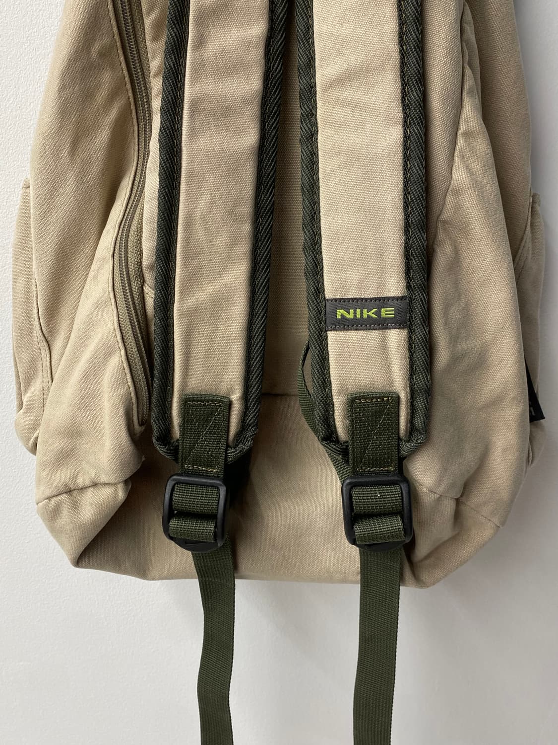 [34*47] rare 90-00s 나이키 카키 베이지 캔버스 럭색 상품이미지6