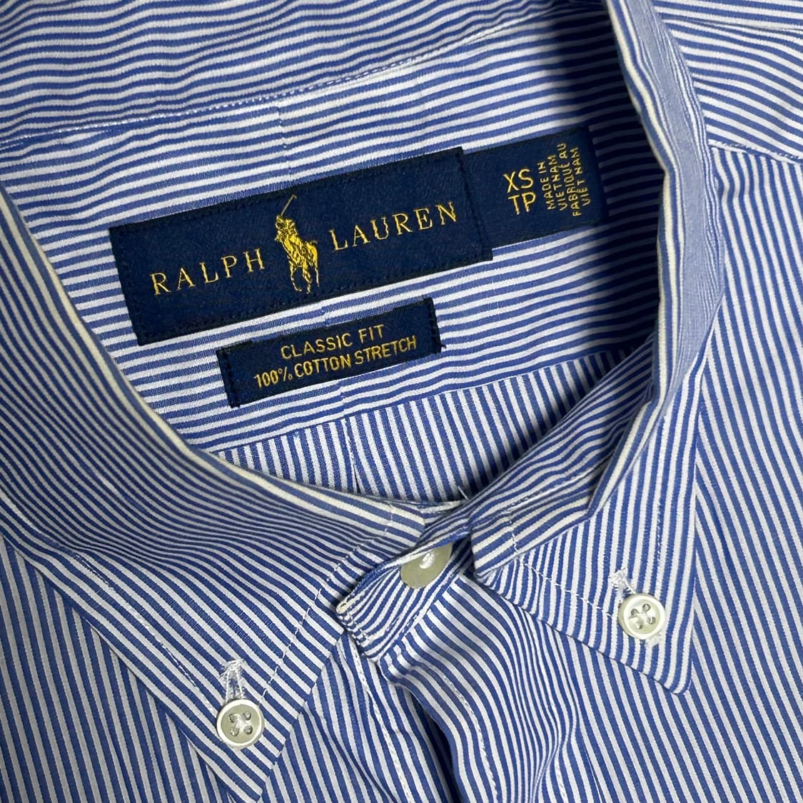 XS 폴로랄프로렌 클래식핏 블루 스트라이프 셔츠 상품이미지4