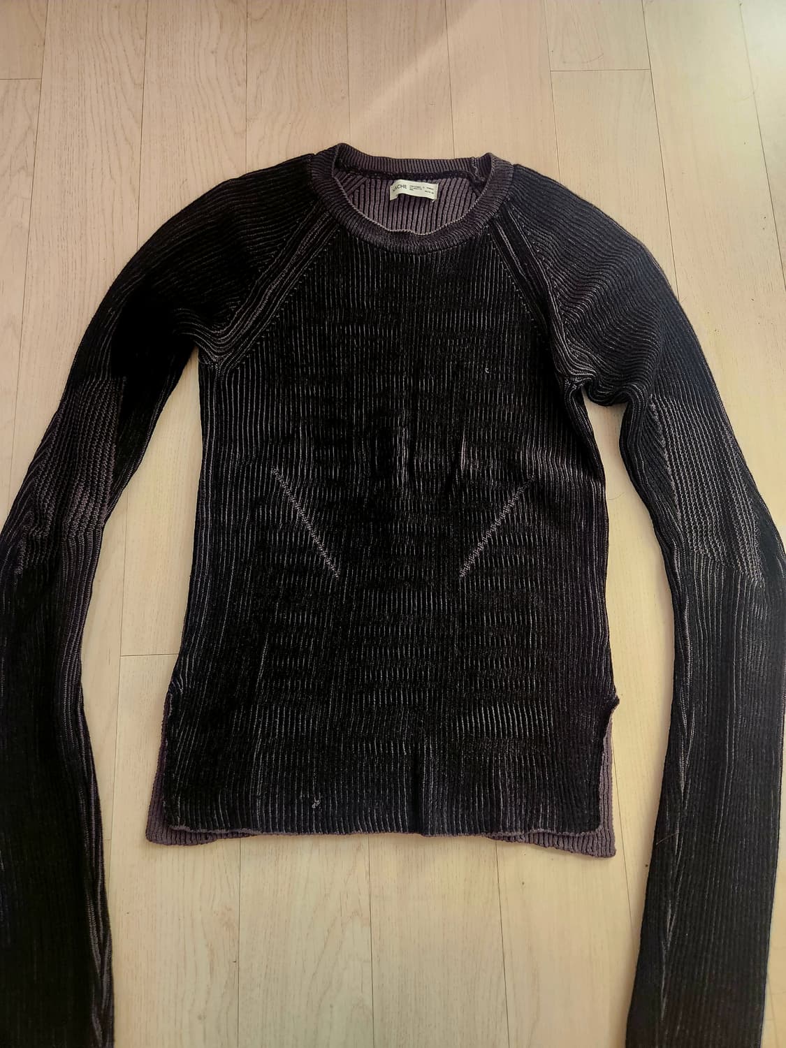 나체 two tone slim fit knit black 상품이미지1