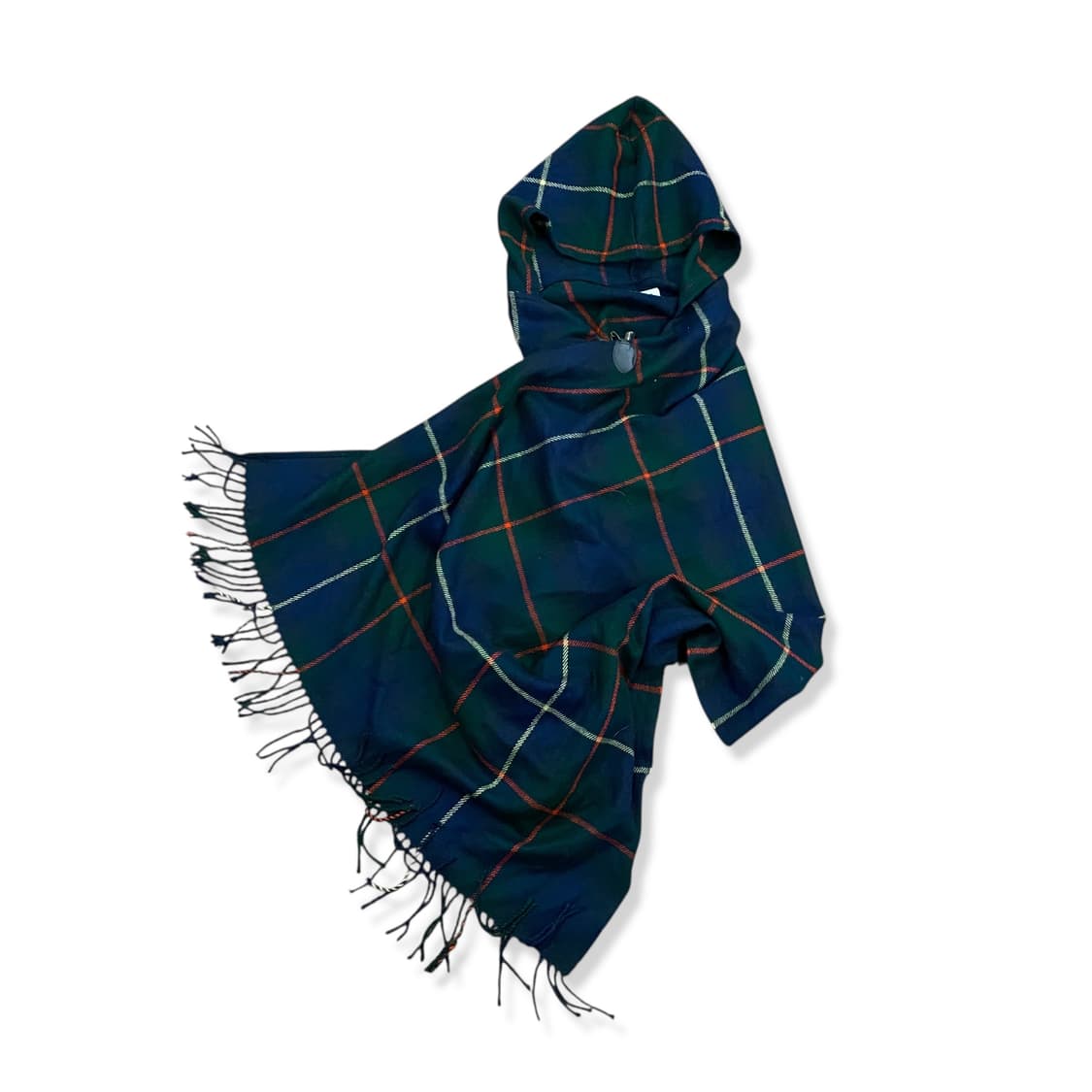 Khaki Tartan Check Long Cape Hood 상품이미지1