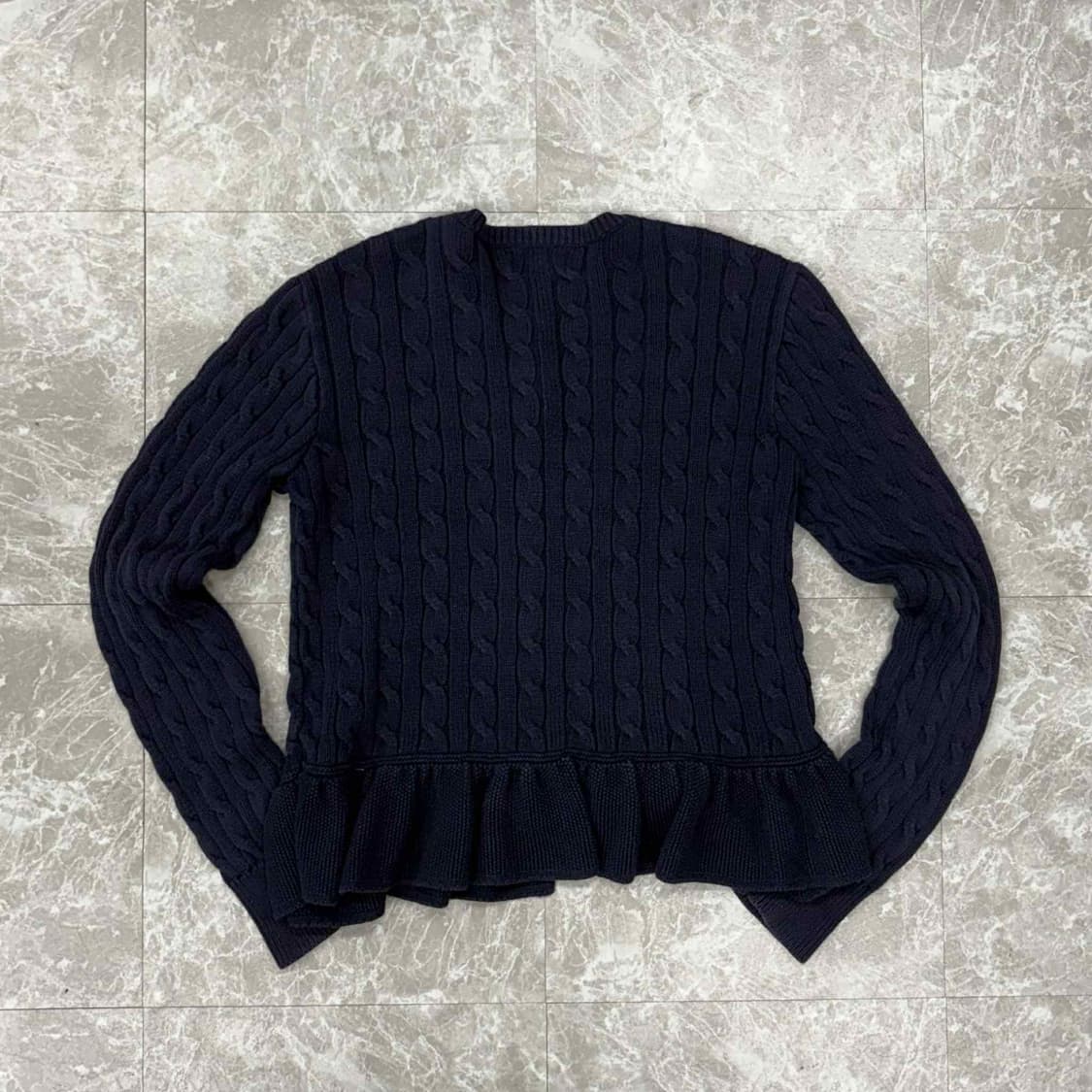 폴로 랄프로렌 네이비 케이블 걸즈 프릴 니트 가디건(XL) 상품이미지3