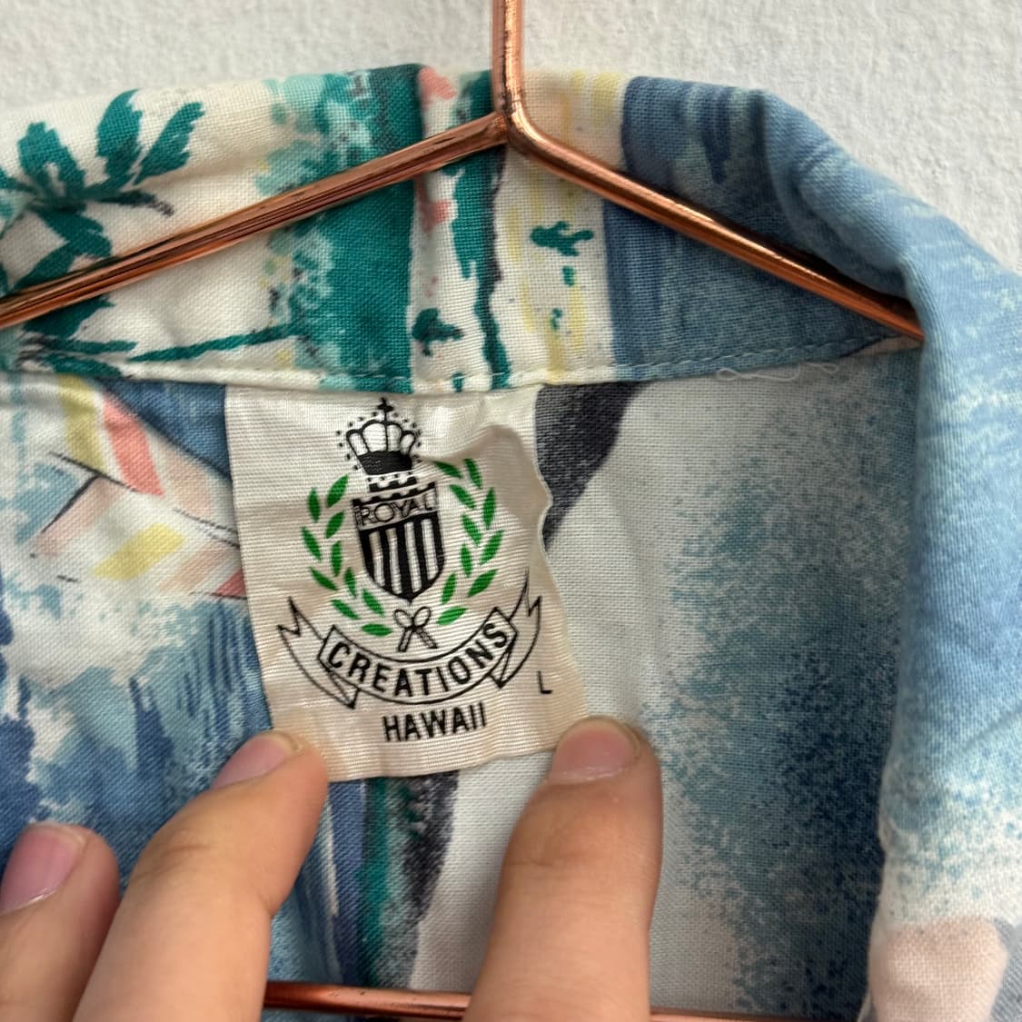 90S ROYAL CREATIONS 야자수 프린팅 하와이안 셔츠 (L) 상품이미지2