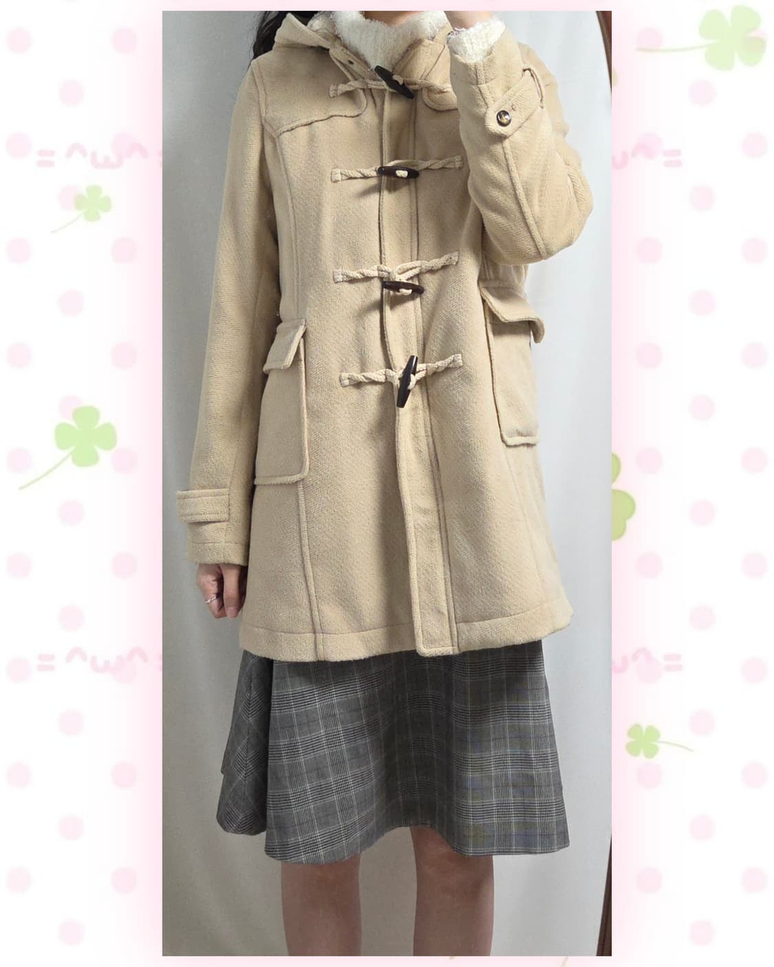 크림베이지 더플 떡볶이 코트 상품이미지2