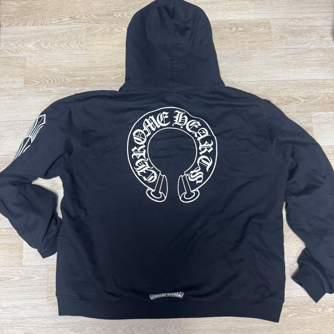 XL) 크롬하츠 홀스슈 플로랄 플리스 헤비웨이트 집업 후드 블랙 상품이미지3