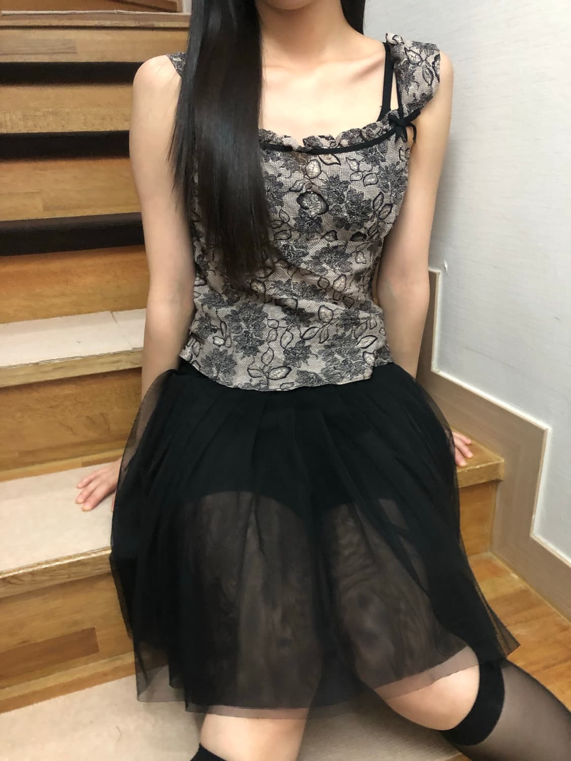 빈티지 오리엔탈 블랙 슬리브리스 상품이미지4