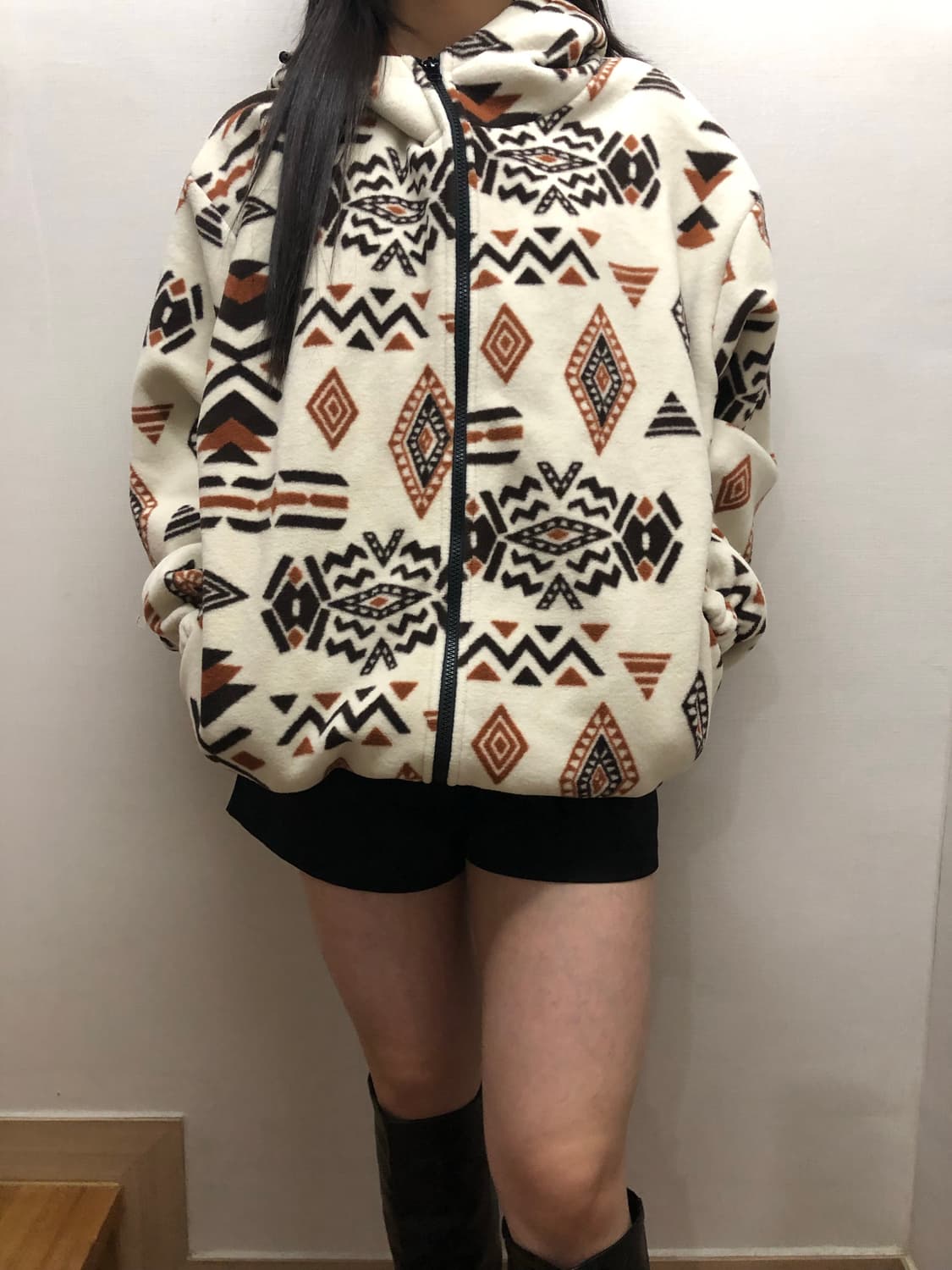 빈티지 아이보리 히피 플리스 집업 상품이미지1