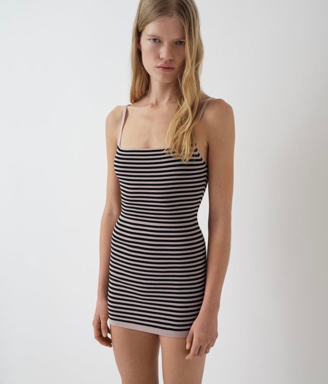 [XS,S,M]기마구아스 Camu 스트라이프 원피스/블랙 상품이미지1