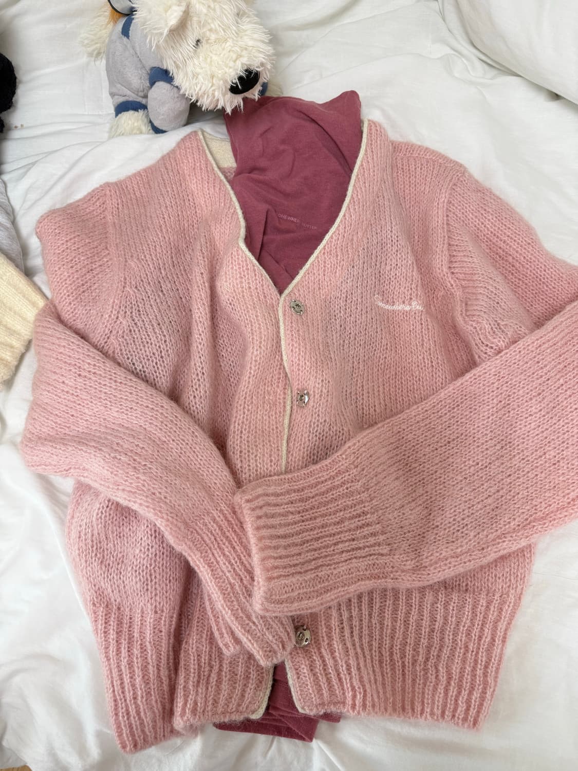 썸웨어버터 모헤어 가디건 (핑크) 상품이미지2