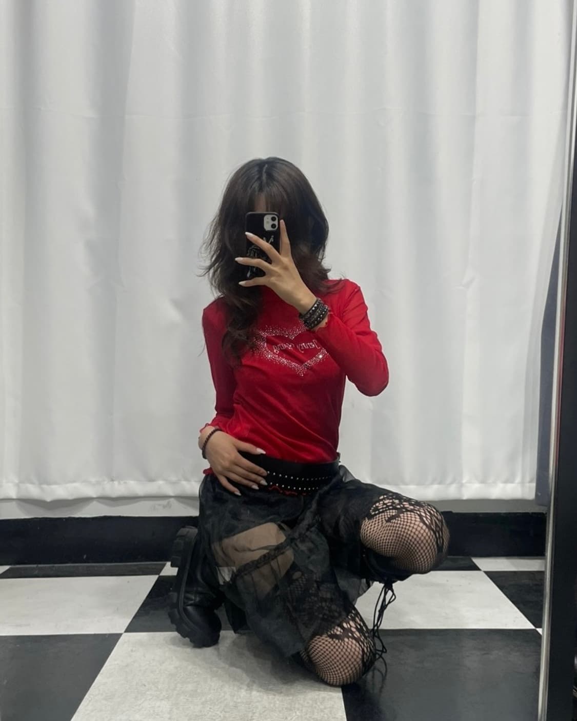 🎸레드 씨스루 롱슬리브🎸 상품이미지1