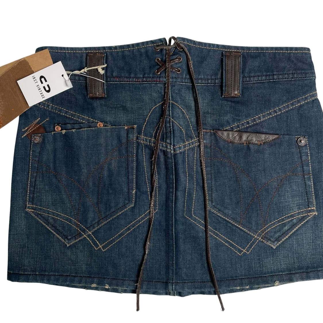 Tough jeansmith 레더 아일렛 미니 스커트 상품이미지5
