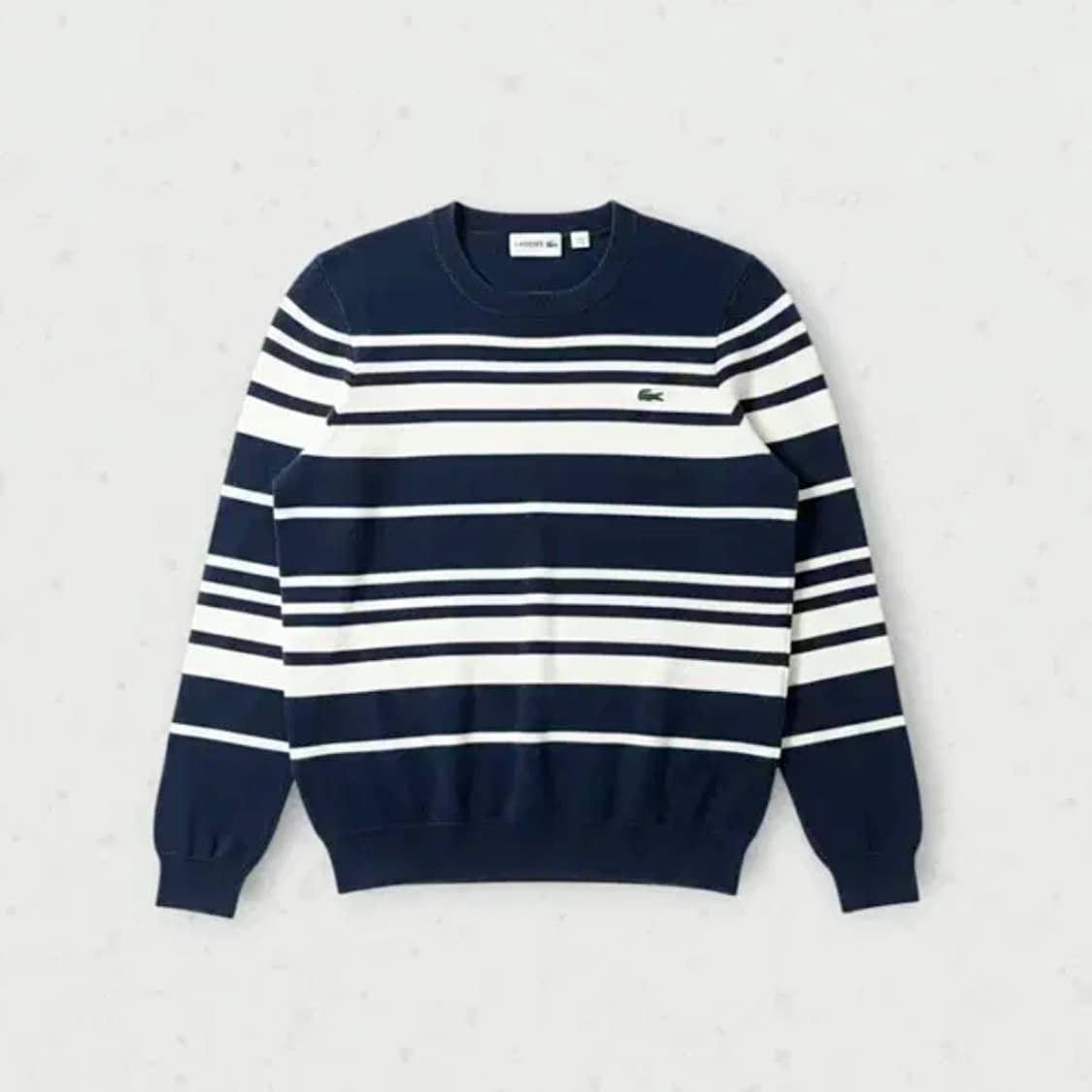 [S] Lacoste 라코스테 우먼즈 네이비 스트라이프 코튼 라운드 니트 상품이미지2