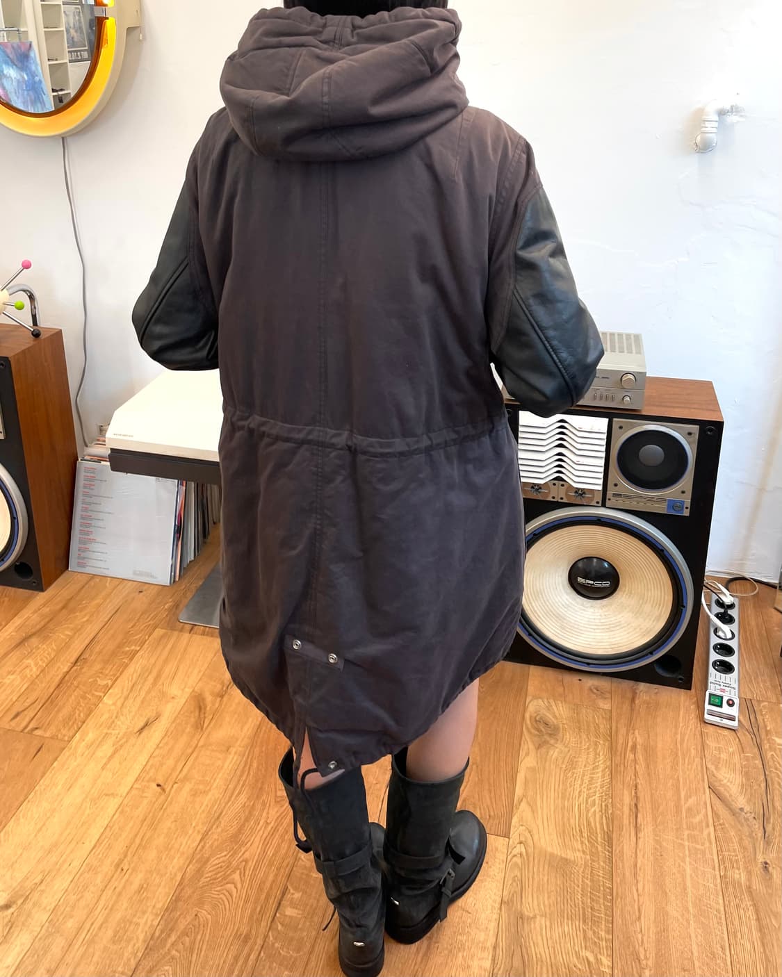 [XS] 디젤 레더 슬리브 피쉬테일 파카 상품이미지5