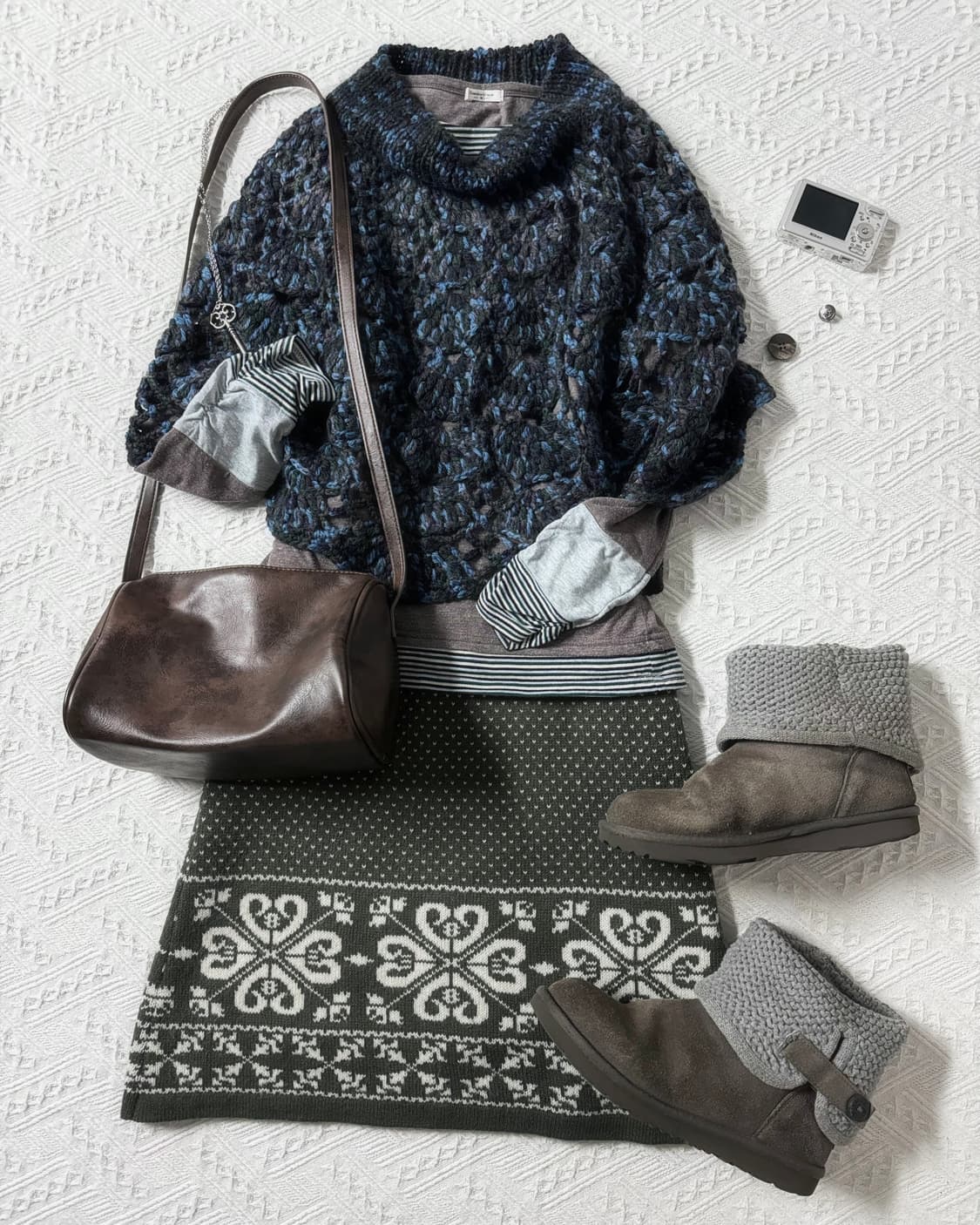 울 블렌디드 스노우 플레이크 패턴 니트 스커트 상품이미지2