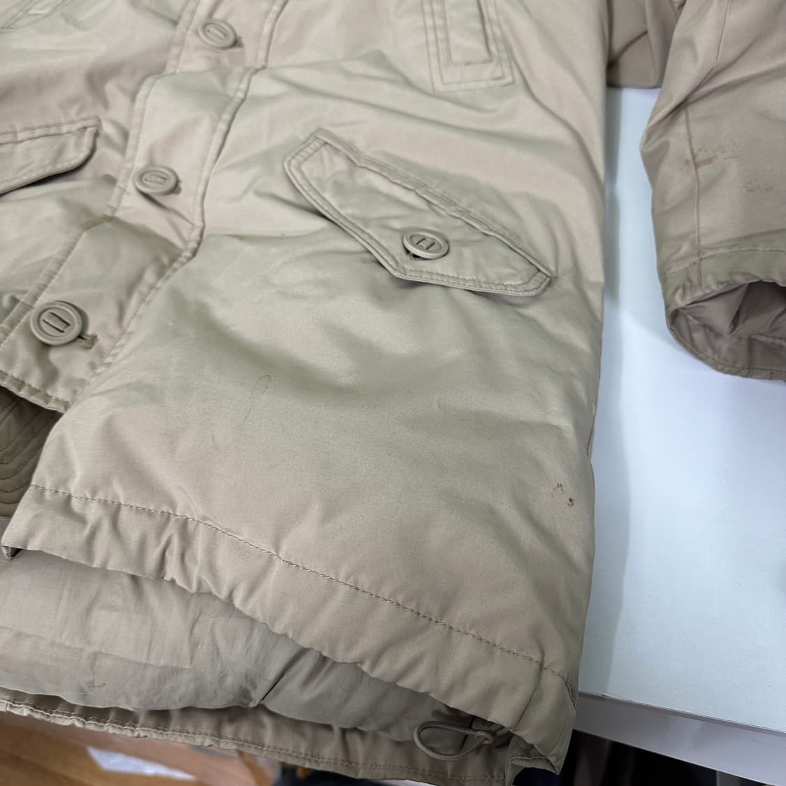 S 95 노스페이스 베이지 후드탈부착 밑단스트링 덕다운 N3B점퍼 상품이미지3