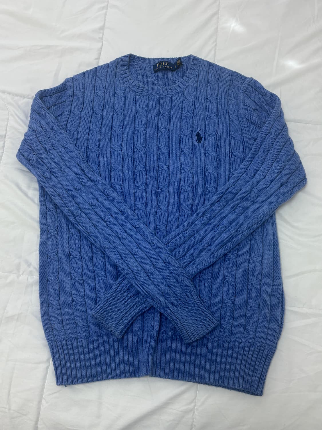 폴로 우먼즈 코튼 케이블니트 블루xs 상품이미지1