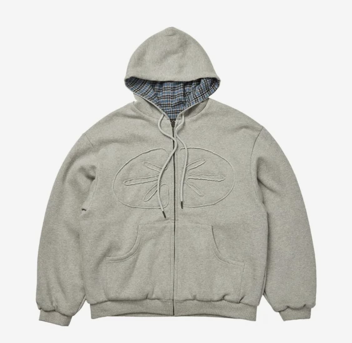 (L) ertr 리버시블 후드집업 체크 블루/그레이 상품이미지1