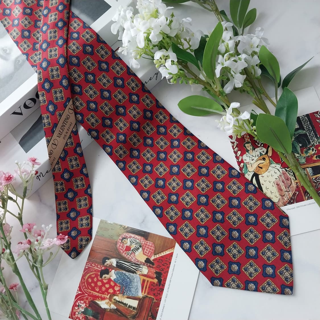 발렌티노 실크 기하 메달리온 패턴 넥타이 9.5cm A+등급 K1756
 상품이미지4