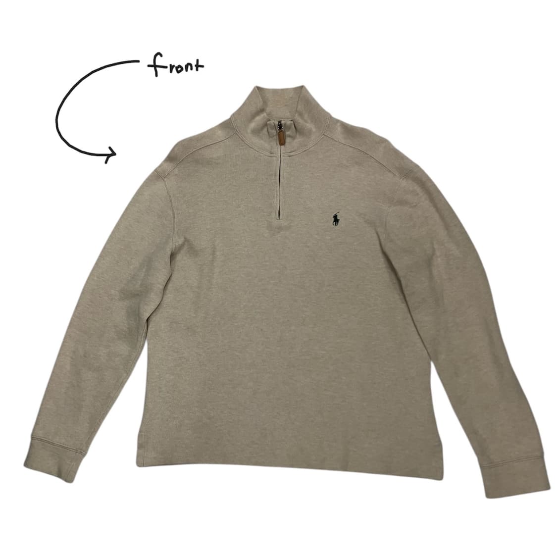 폴로 랄프로렌 베이지 반집업 니트 스웨터 M 상품이미지2