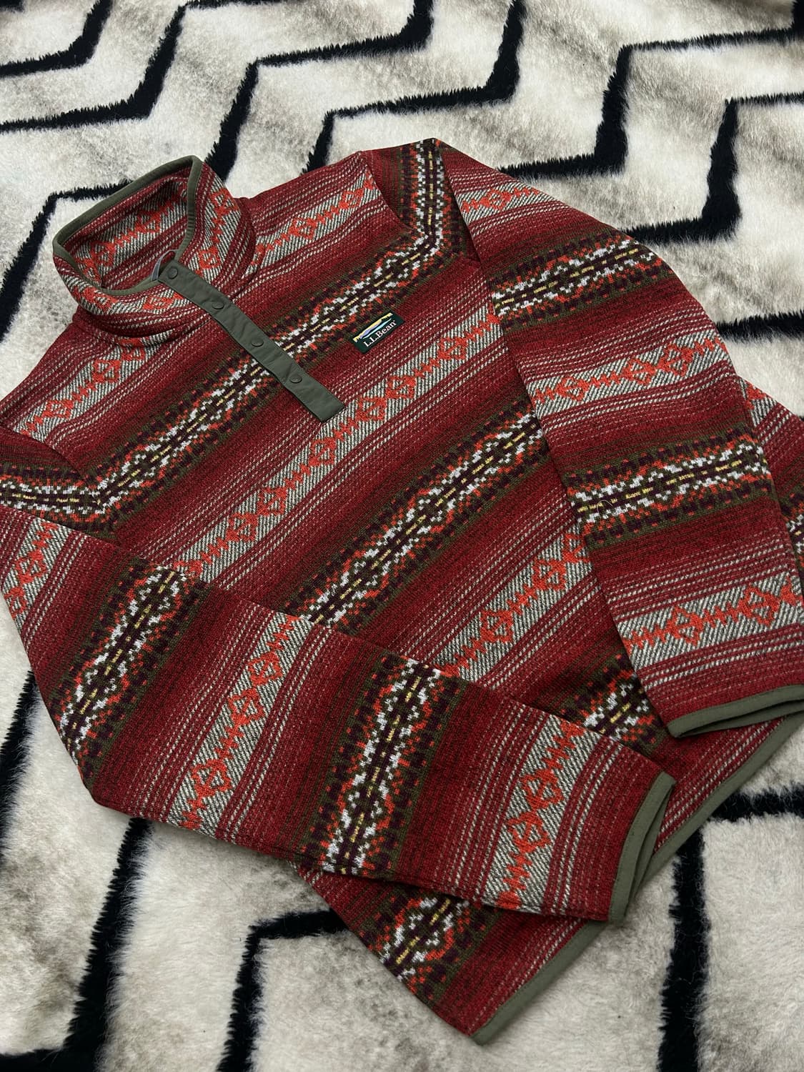 [S]L.L.Bean 플리스 패턴 스냅 풀오버 상품이미지2