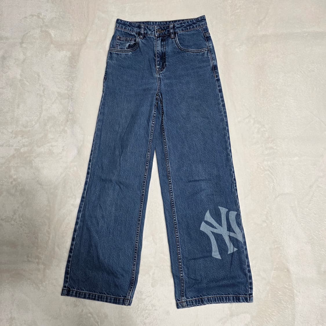 (XS)여성 MLB 여성 메가로고 와이드 데님 팬츠 상품이미지1