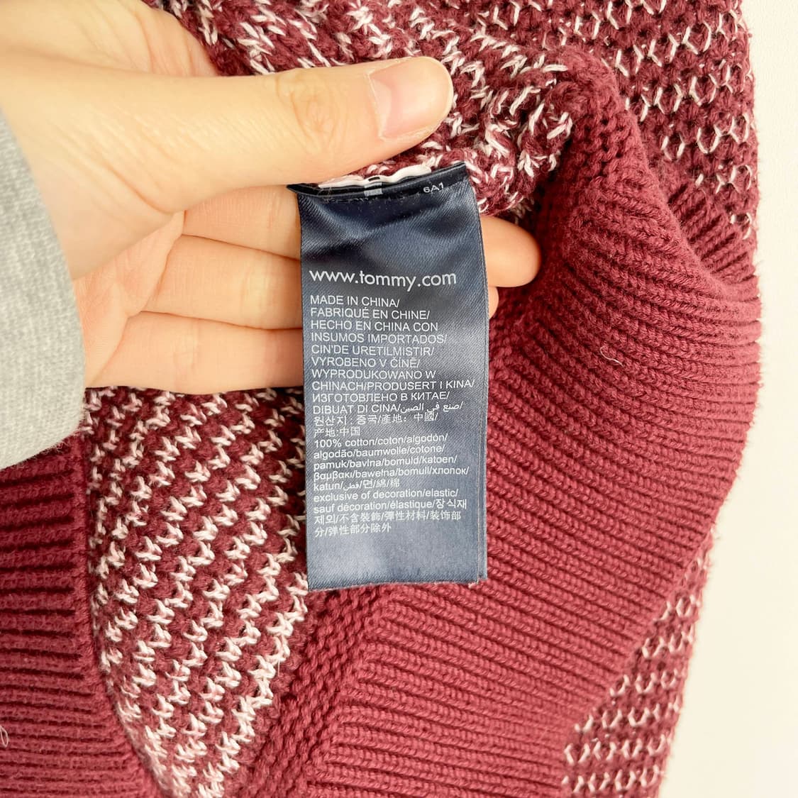 F2 타미힐피거 코튼 허니콤 크루넥 스웨터 M사이즈 상품이미지5
