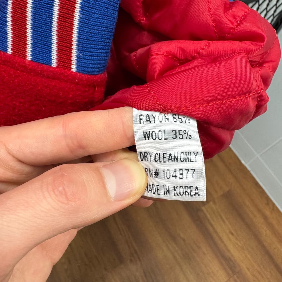 90s NLBM X 빅보이 헤드기어 바시티자켓 후면 패치 디테일 레드 상품이미지10