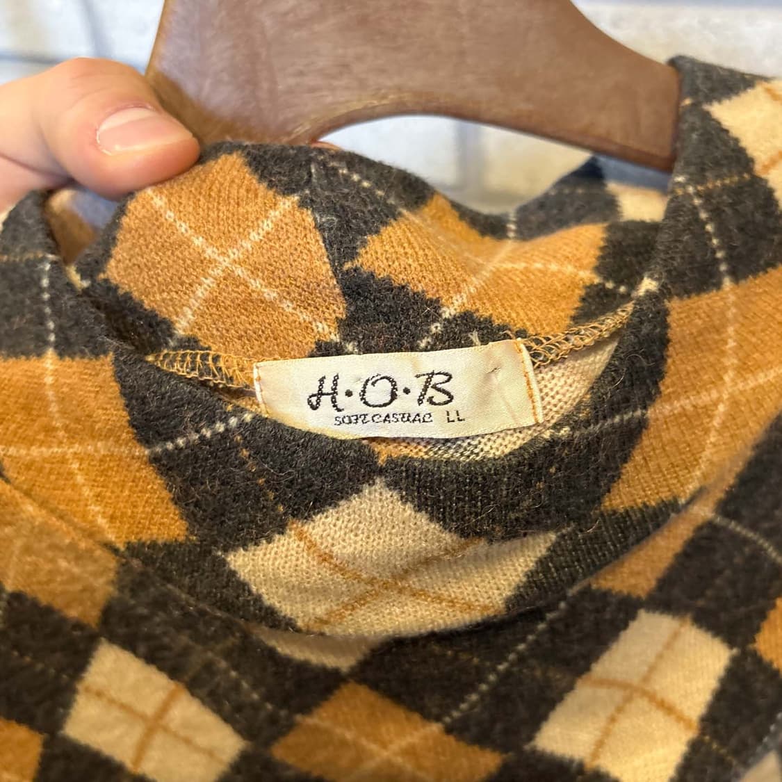 JPN VINTAGE 반폴라 니트 아가일 패턴 풀오버 디테일 브라운 상품이미지6