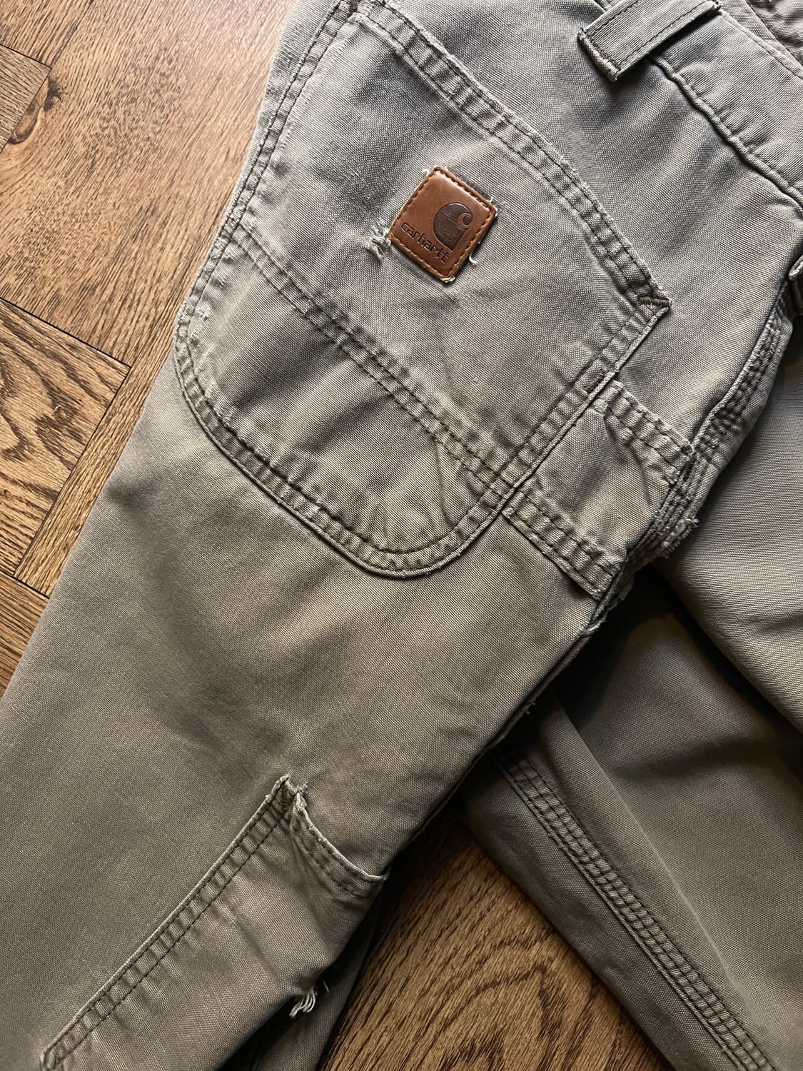 [36]칼하트 USA 빈티지 데미지드 라이트브라운 싱글니 카펜터 워크팬츠 상품이미지8