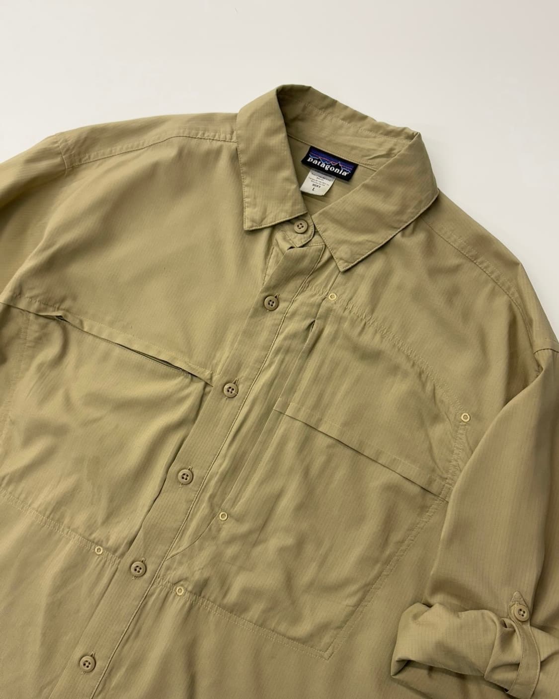 Patagonia 파타고니아 00's 립스탑 베이지컬러 버튼다운 셔츠 상품이미지1