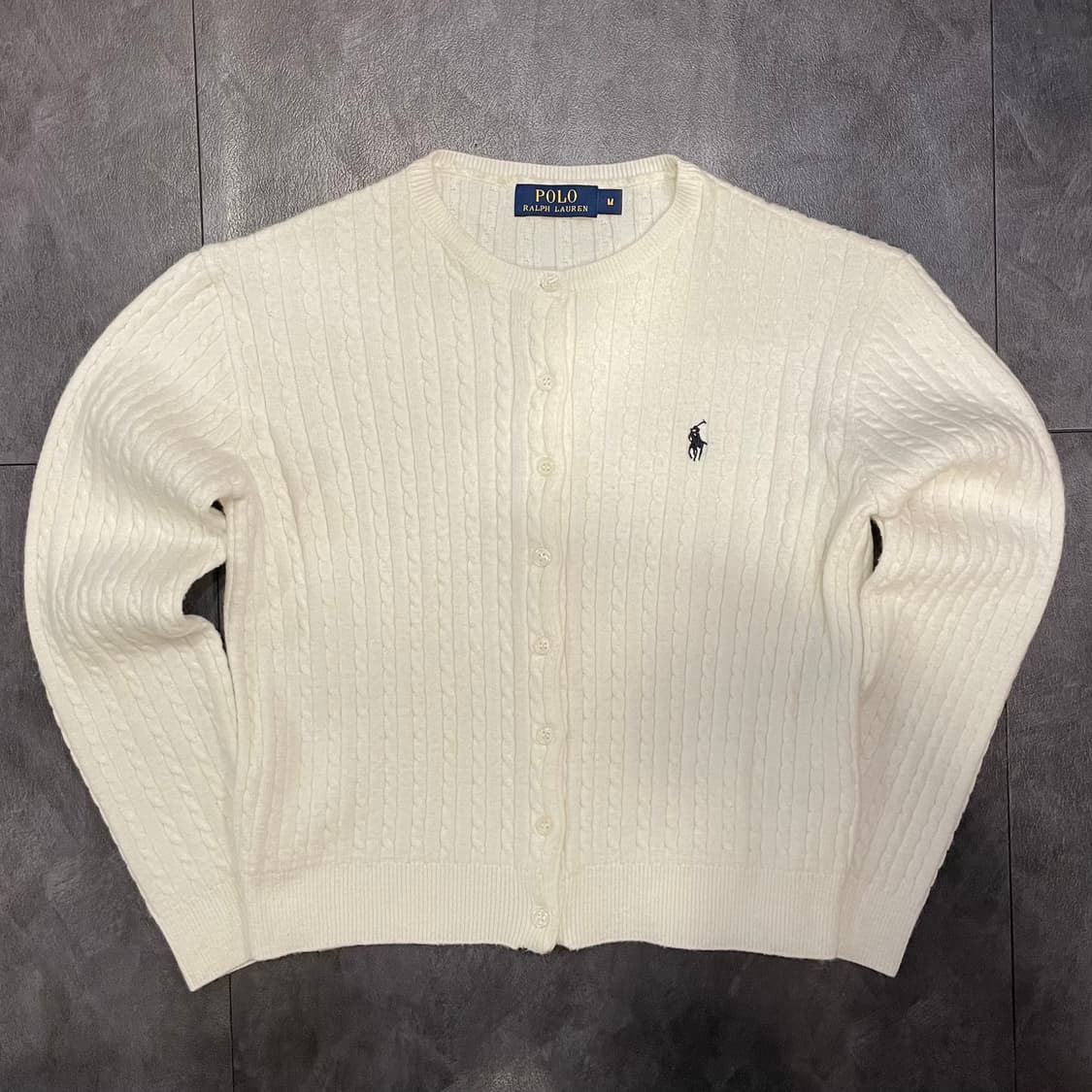 [IM] polo 폴로랄프로렌 꽈배기 화이트 가디건 니트 상품이미지2