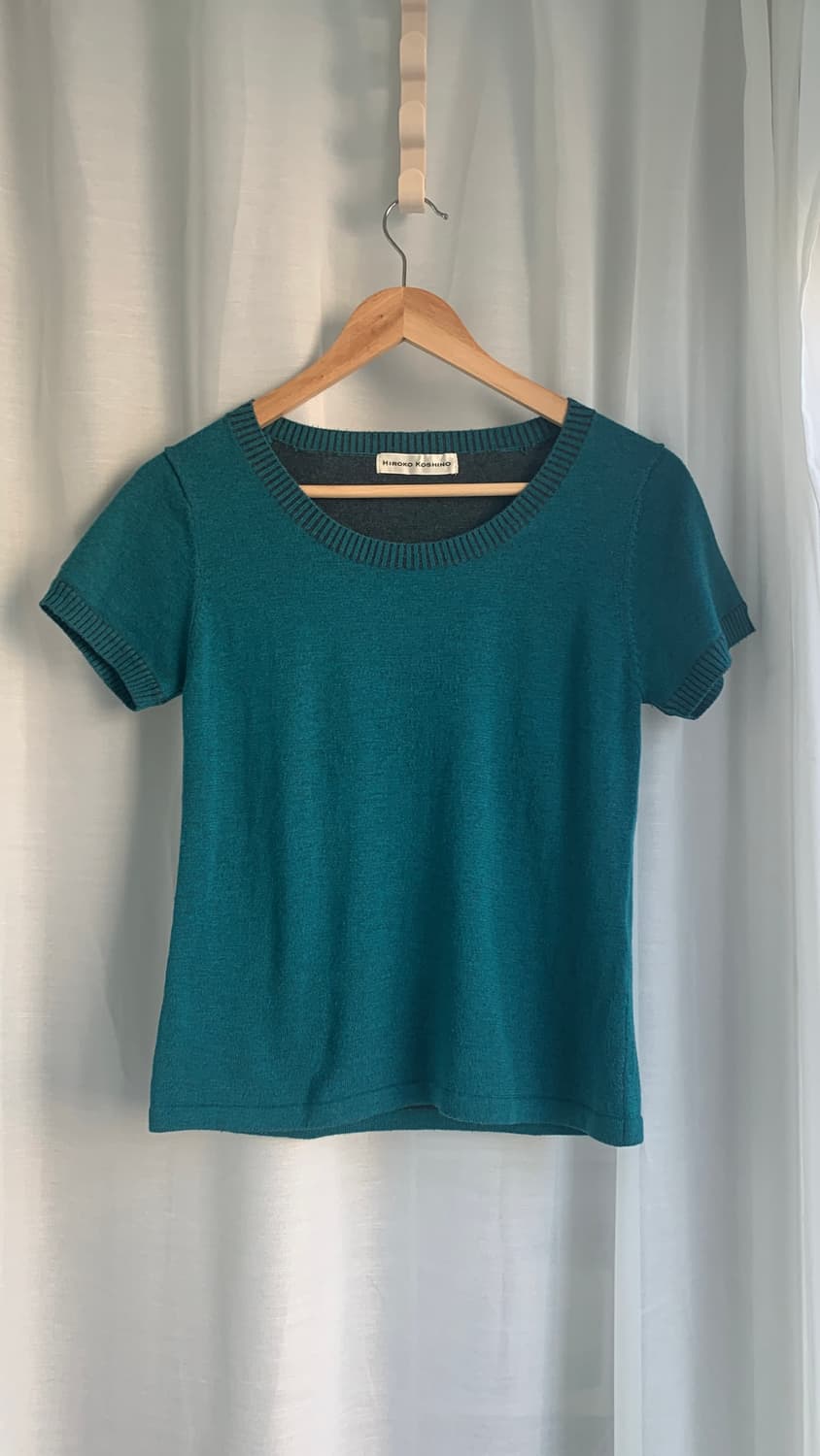 Hiroko Koshino Aqua green half knit 상품이미지1