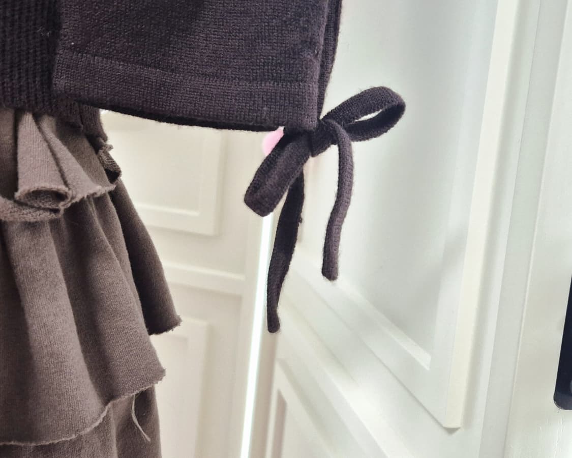 라떼갸루 히메갸루 초코딸기 아가일 리본 니트  상품이미지3