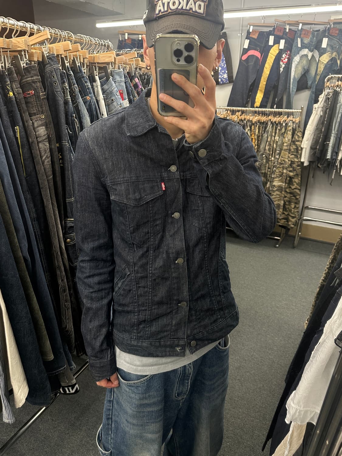 M) 리바이스 스판 인디고 데님 트러커자켓 bovine leather 상품이미지1