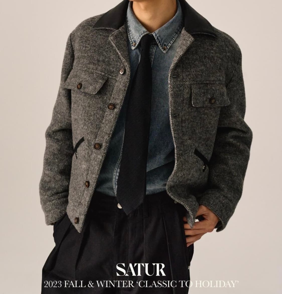 세터 헤어리 울 블렌드 트러커 자켓 차콜 L 상품이미지5