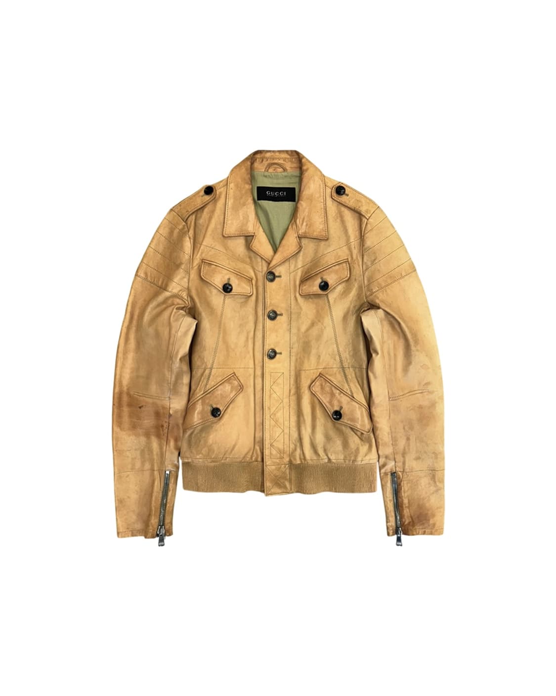 구찌 by 톰 포드 엘보우 패치 디테일 레더 블루종 상품이미지3