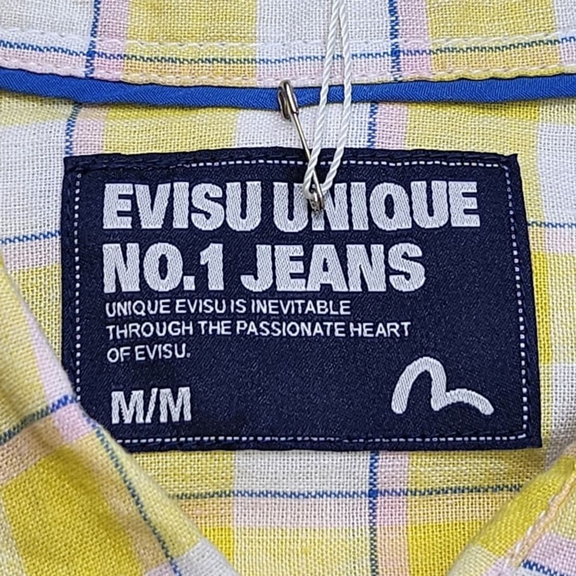 새상품 EVISU 린넨 체크 셔츠 M 상품이미지7